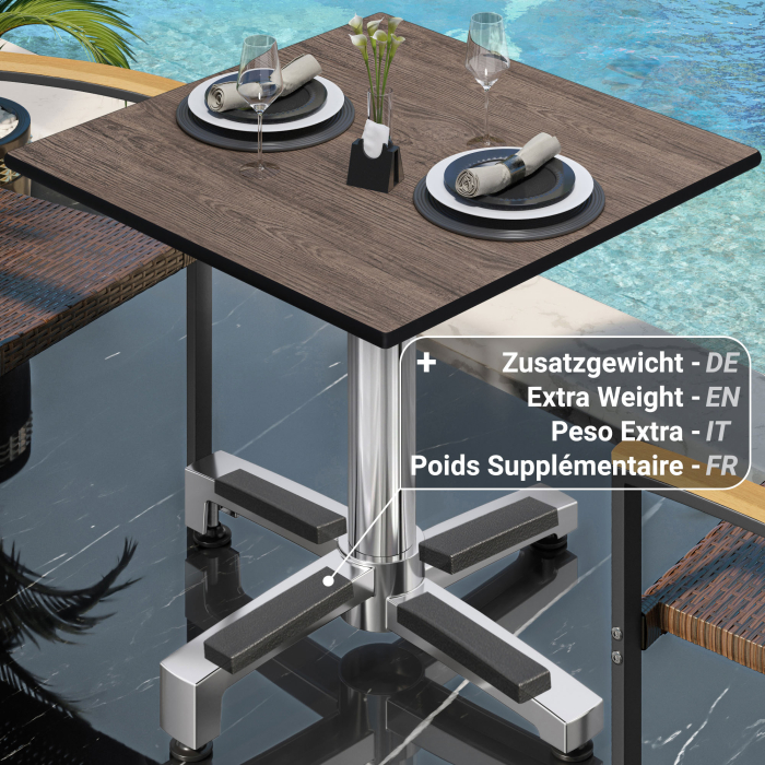 CPBC | HPL Bistro Table | W:D:H 70 x 70 x 78 cm | Wenge / Aluminium | Foldable + additional weight | Square