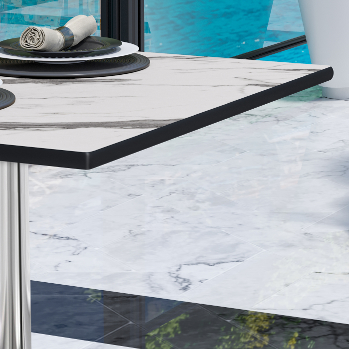 CPBL | HPL Bistro table | W:D:H 70 x 70 x 78 cm | White marble / aluminium | Foldable + additional weight | Square CPBL | HPL Bistro table | W:D:H 70 x 70 x 78 cm | White marble / aluminium | Foldable + additional weight | Square