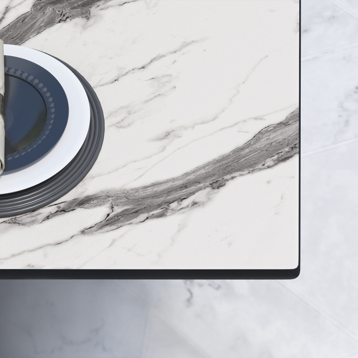 CPBL | HPL Bistro table | W:D:H 70 x 70 x 78 cm | White marble / aluminium | Foldable + additional weight | Square CPBL | HPL Bistro table | W:D:H 70 x 70 x 78 cm | White marble / aluminium | Foldable + additional weight | Square