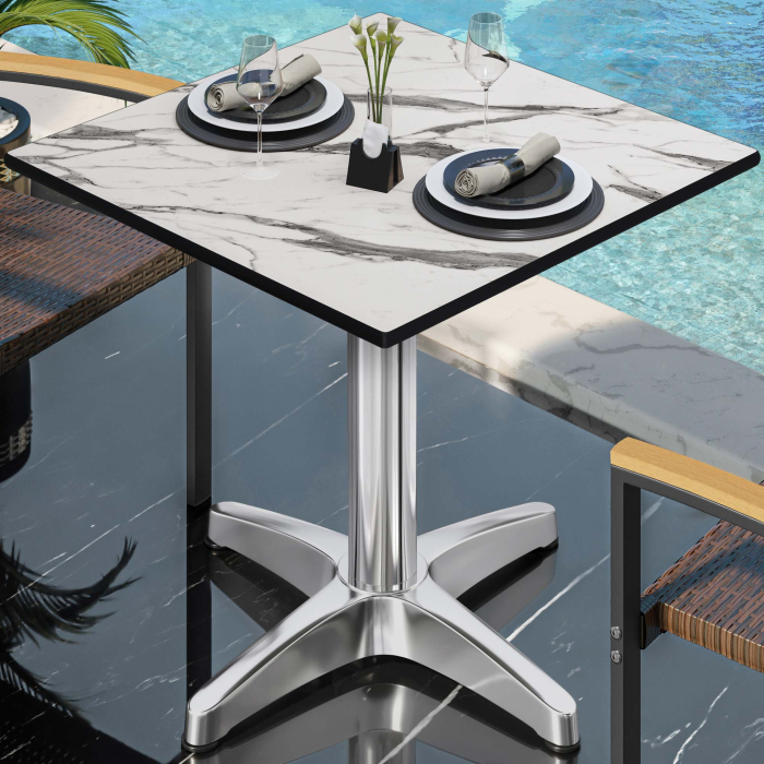 CPBL | HPL Bistro table | W:D:H 70 x 70 x 78 cm | White marble / aluminium | Foldable + additional weight | Square CPBL | HPL Bistro table | W:D:H 70 x 70 x 78 cm | White marble / aluminium | Foldable + additional weight | Square