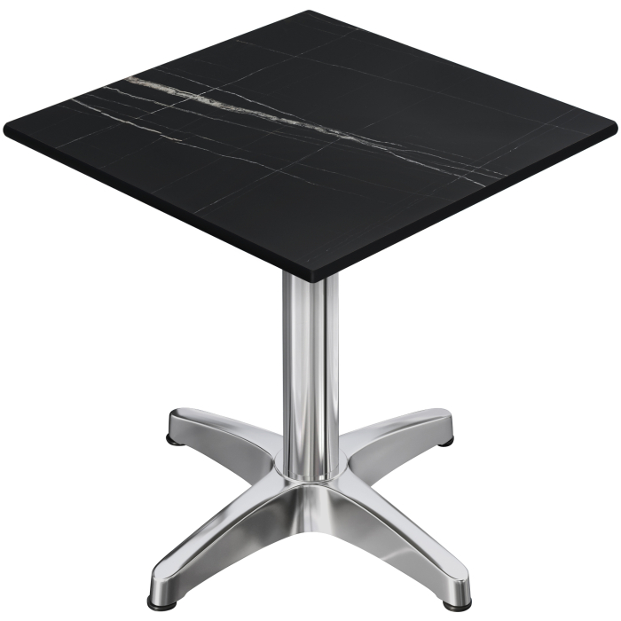 CPBL | HPL Bistrobord | B:D:H 60 x 60 x 78 cm | Sort marmor / aluminium | Sammenklappeligt + ekstra vægt | Firkantet