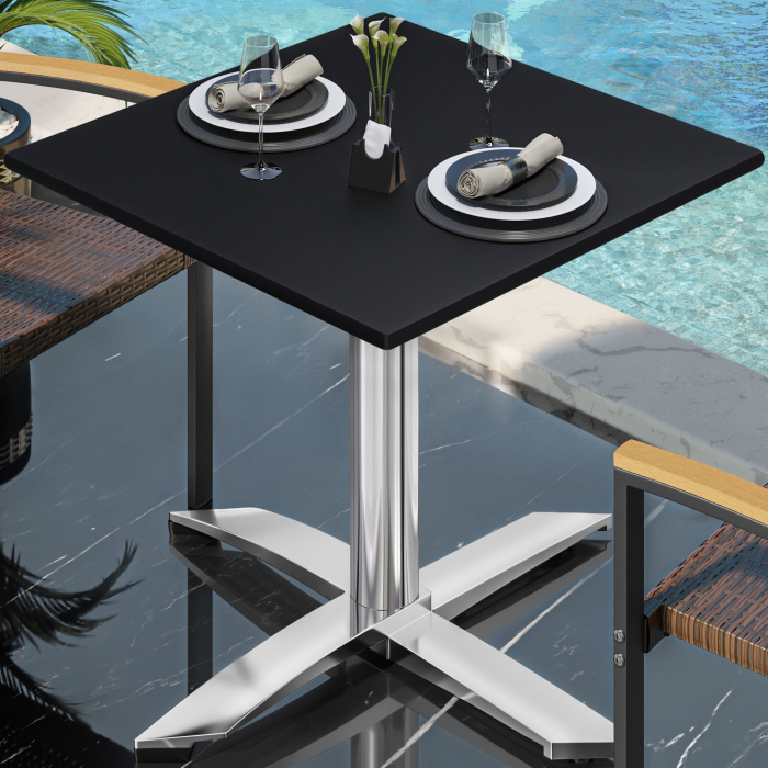 CPTG | Bistrobord | B:D:H 70 x 70 x 75 cm | Svart / aluminium | Sammenleggbar/tilleggsvekt
