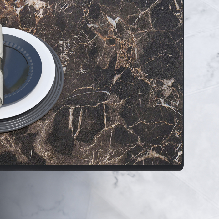 CPBL | HPL Bistro Table | B:D:H 70 x 70 x 78 cm | Cappuccino Marble / Aluminium Black | Foldbar + ekstra vægt | Firkantet