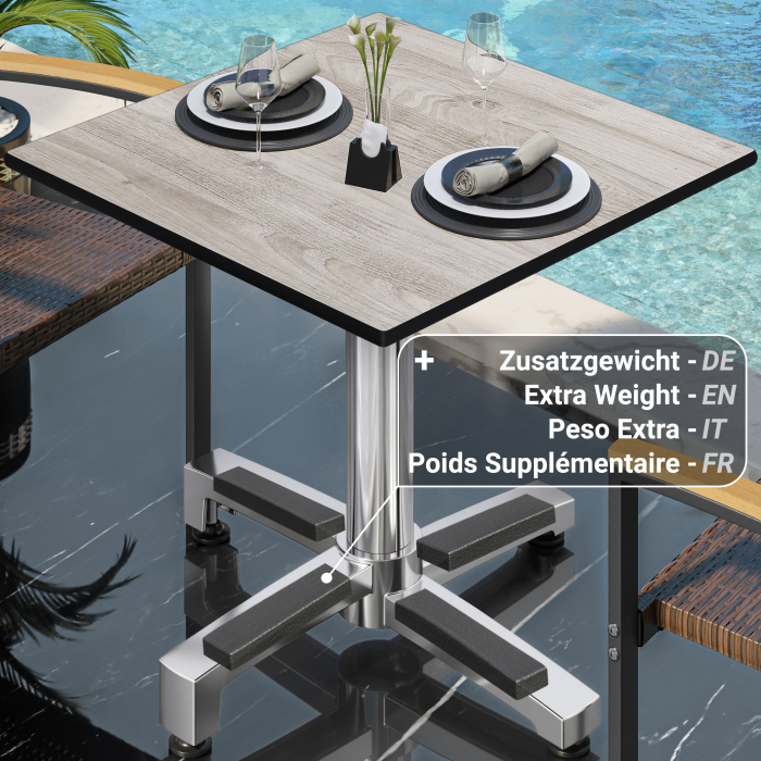 CPBC | HPL Bistrobord | B:D:H 70 x 70 x 78 cm | Ekvit / Aluminium | Fällbart + extra vikt | Fyrkantigt CPBC | HPL Bistrobord | B:D:H 70 x 70 x 78 cm | Ekvit / Aluminium | Fällbart + extra vikt | Fyrkantigt