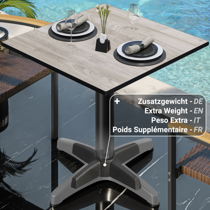 CPBL | HPL Bistrobord | B:D:H 70 x 70 x 78 cm | Ek Vit / Aluminium Svart | Fällbart + extra vikt | Fyrkantigt CPBL | HPL Bistrobord | B:D:H 70 x 70 x 78 cm | Ek Vit / Aluminium Svart | Fällbart + extra vikt | Fyrkantigt