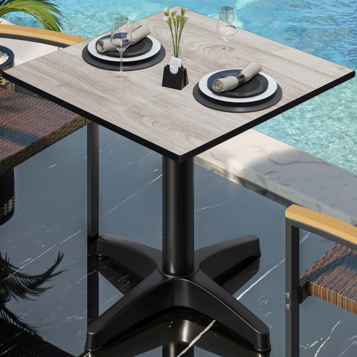 CPBL | HPL Bistrobord | B:D:H 70 x 70 x 78 cm | Ek Vit / Aluminium Svart | Fällbart + extra vikt | Fyrkantigt CPBL | HPL Bistrobord | B:D:H 70 x 70 x 78 cm | Ek Vit / Aluminium Svart | Fällbart + extra vikt | Fyrkantigt