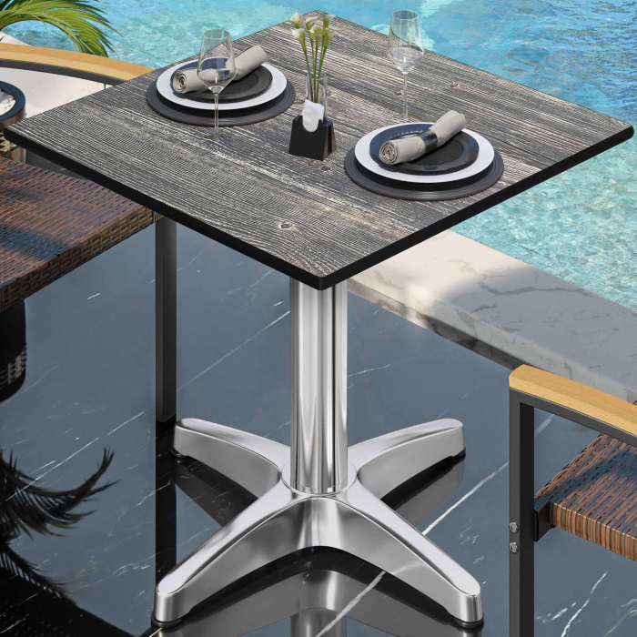 CPBL | HPL bistrobord | B:D:H 70 x 70 x 78 cm | Rustikk furu / aluminium | Sammenleggbar + ekstra vekt | Torget CPBL | HPL bistrobord | B:D:H 70 x 70 x 78 cm | Rustikk furu / aluminium | Sammenleggbar + ekstra vekt | Torget