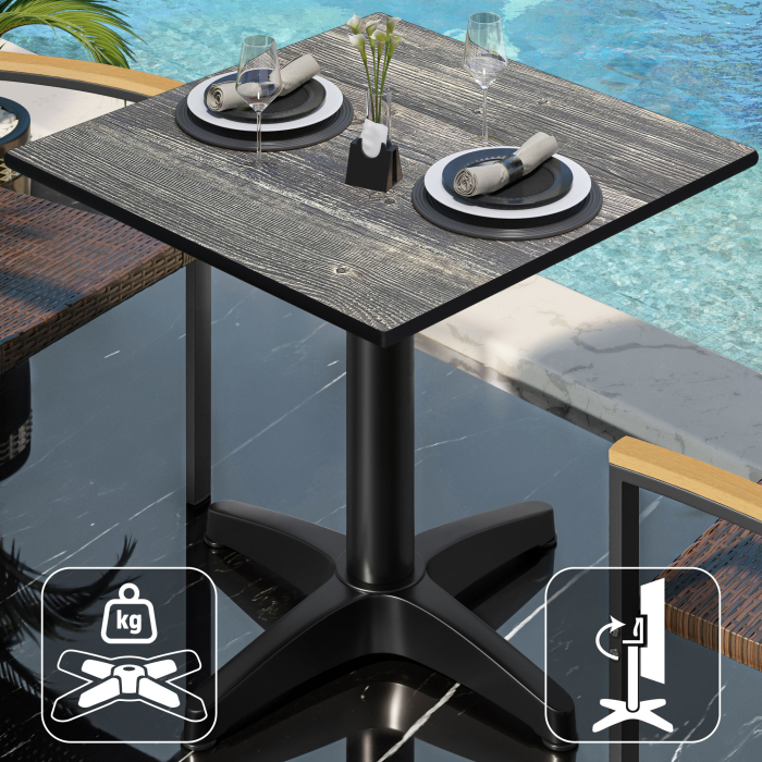 CPBL | HPL Bistro Table | B:D:H 70 x 70 x 78 cm | Rustic Pine / Aluminium | Foldbar + ekstra vægt | Firkantet CPBL | HPL Bistro Table | B:D:H 70 x 70 x 78 cm | Rustic Pine / Aluminium | Foldbar + ekstra vægt | Firkantet