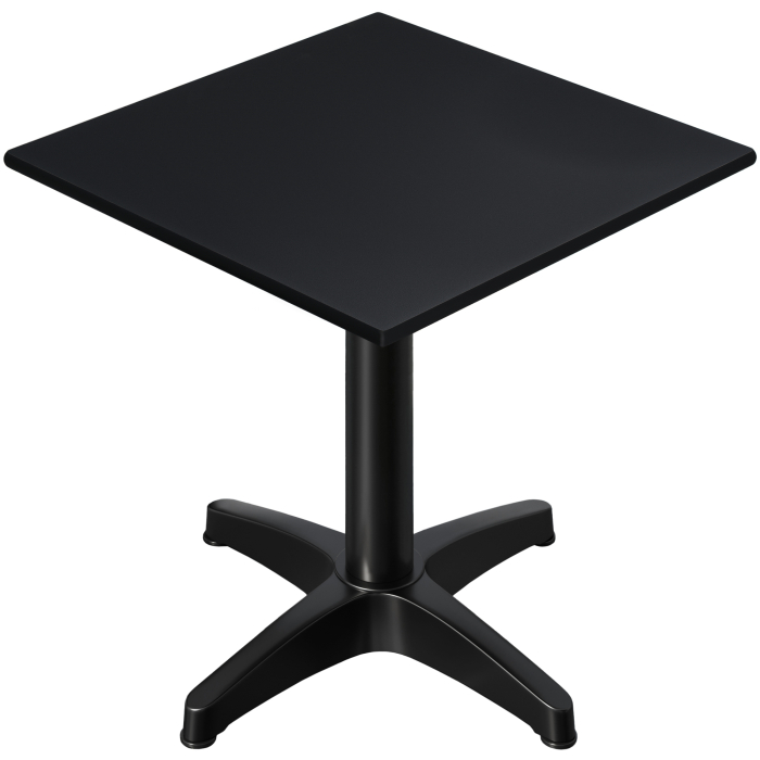 CPBL | HPL Bistrobord | B:D:H 70 x 70 x 78 cm | Svart / Aluminium | Fällbart + extra vikt | Fyrkantigt