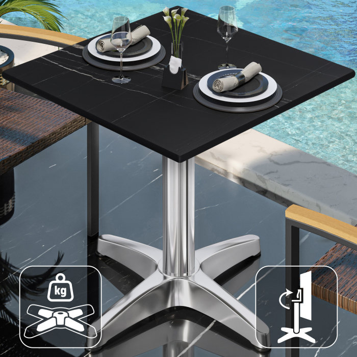 CPBL | HPL Bistrobord | B:D:H 70 x 70 x 78 cm | Svart marmor / aluminium | Fällbart + extra vikt | Fyrkantigt CPBL | HPL Bistrobord | B:D:H 70 x 70 x 78 cm | Svart marmor / aluminium | Fällbart + extra vikt | Fyrkantigt