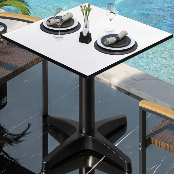 CPBL | HPL bistrobord | B:D:H 70 x 70 x 78 cm | Hvit / Aluminium Svart | Ekstra vekt | Torget