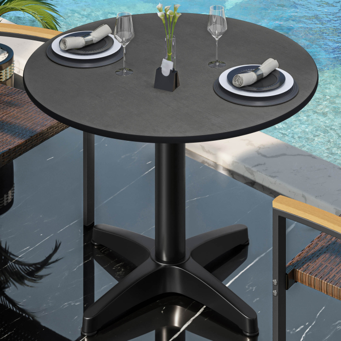 CPBL | HPL Bistro Table | Ø:H 60 x 78 cm | Anthracite / Aluminium Black | Foldable + additional weight | Round