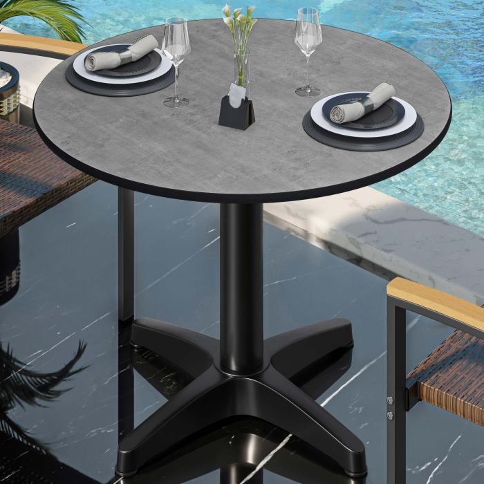 CPBL | Tavolo bistrot in HPL | Ø:H 60 x 78 cm | cemento / alluminio nero | peso aggiuntivo | rotondo CPBL | Tavolo bistrot in HPL | Ø:H 60 x 78 cm | cemento / alluminio nero | peso aggiuntivo | rotondo
