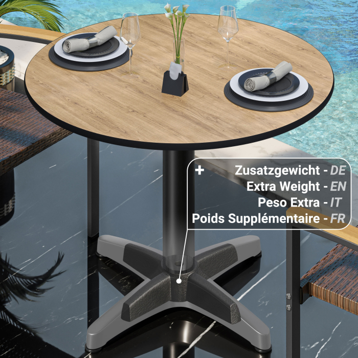 CPBL | HPL bistrobord | Ø:H 60 x 78 cm | Eik / aluminium | Ekstra vekt | Rundt CPBL | HPL bistrobord | Ø:H 60 x 78 cm | Eik / aluminium | Ekstra vekt | Rundt