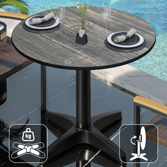 CPBL | HPL Bistro Table | Ø:H 60 x 78 cm | Rustic Pine / Aluminium | Foldable + additional weight | Round CPBL | HPL Bistro Table | Ø:H 60 x 78 cm | Rustic Pine / Aluminium | Foldable + additional weight | Round