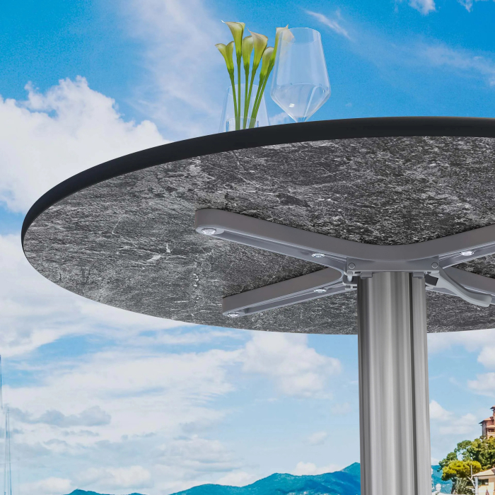 CPBL | HPL Bistro table | Ø:H 70 x 78 cm | Cappuccino marble / aluminium | Foldable + additional weight | Round