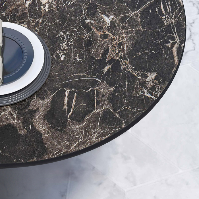 CPBL | HPL Bistro table | Ø:H 70 x 78 cm | Cappuccino marble / aluminium | Foldable + additional weight | Round