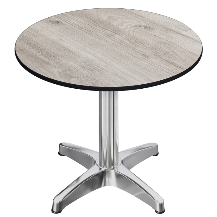CPBL | HPL Bistrobord | Ø:H 70 x 78 cm | ekvit / aluminium | hopfällbart + extra vikt | runt