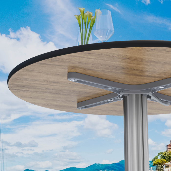 CPBL | HPL Bistrobord | Ø:H 70 x 78 cm | ekvit / aluminium | hopfällbart + extra vikt | runt