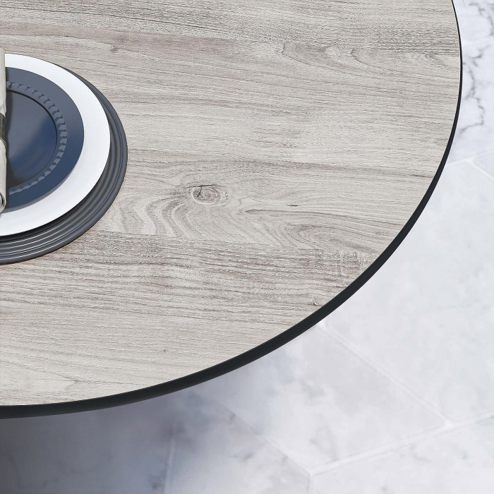 CPBL | HPL Bistrobord | Ø:H 70 x 78 cm | ekvit / aluminium | hopfällbart + extra vikt | runt