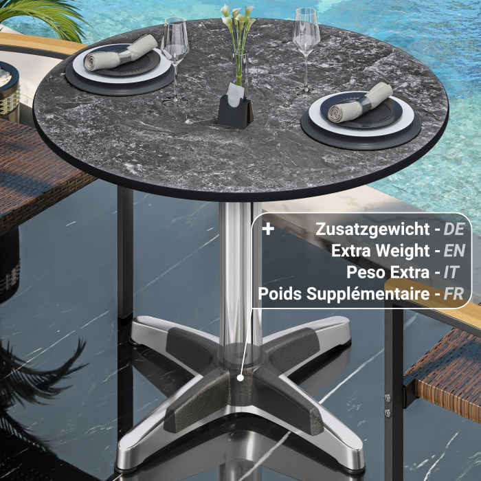 CPBL | HPL Bistrobord | Ø:H 70 x 78 cm | Sten / Aluminium | Fällbart + extra vikt | Runt CPBL | HPL Bistrobord | Ø:H 70 x 78 cm | Sten / Aluminium | Fällbart + extra vikt | Runt