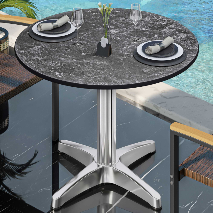 CPBL | HPL Bistrobord | Ø:H 70 x 78 cm | Sten / Aluminium | Fällbart + extra vikt | Runt CPBL | HPL Bistrobord | Ø:H 70 x 78 cm | Sten / Aluminium | Fällbart + extra vikt | Runt