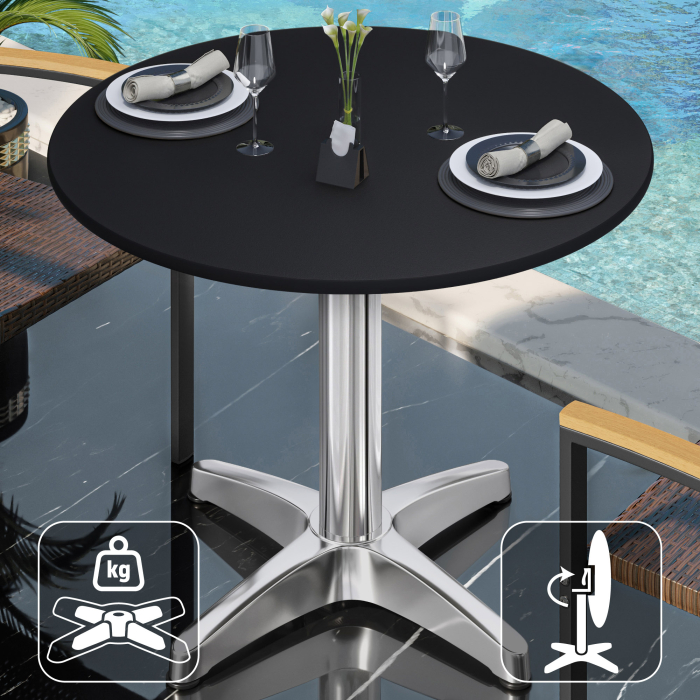CPBL | HPL Bistro Table | Ø:H 70 x 78 cm | Sort / Aluminium | Sammenklappeligt + ekstra vægt | Rundt CPBL | HPL Bistro Table | Ø:H 70 x 78 cm | Sort / Aluminium | Sammenklappeligt + ekstra vægt | Rundt