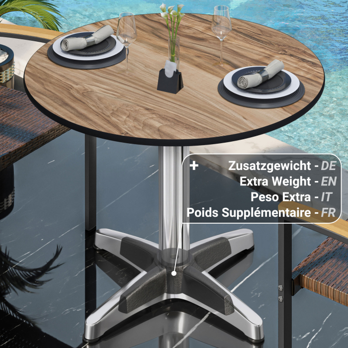 CPBL | HPL Bistrobord | Ø:H 70 x 78 cm | Sheesham / Aluminium | Fällbart + extra vikt | Runt CPBL | HPL Bistrobord | Ø:H 70 x 78 cm | Sheesham / Aluminium | Fällbart + extra vikt | Runt