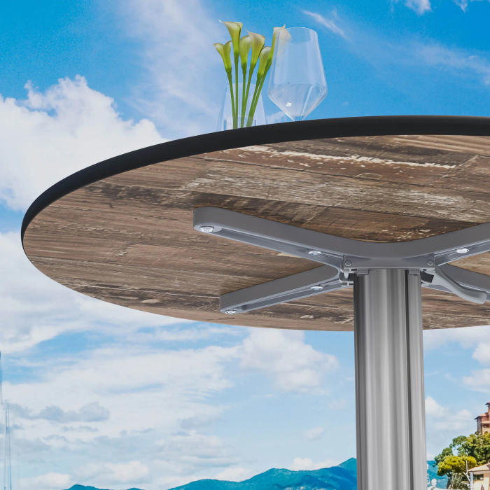 CPBL | Tavolo da bistrot in HPL | Ø:H 70 x 78 cm | Colore vintage / Alluminio | Pieghevole + peso aggiuntivo | Rotondo CPBL | Tavolo da bistrot in HPL | Ø:H 70 x 78 cm | Colore vintage / Alluminio | Pieghevole + peso aggiuntivo | Rotondo