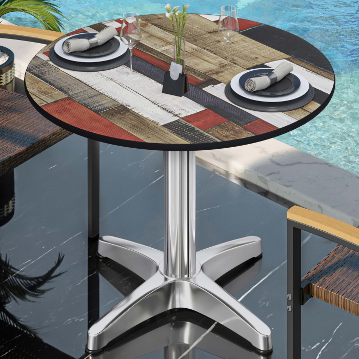 CPBL | Tavolo da bistrot in HPL | Ø:H 70 x 78 cm | Colore vintage / Alluminio | Pieghevole + peso aggiuntivo | Rotondo CPBL | Tavolo da bistrot in HPL | Ø:H 70 x 78 cm | Colore vintage / Alluminio | Pieghevole + peso aggiuntivo | Rotondo