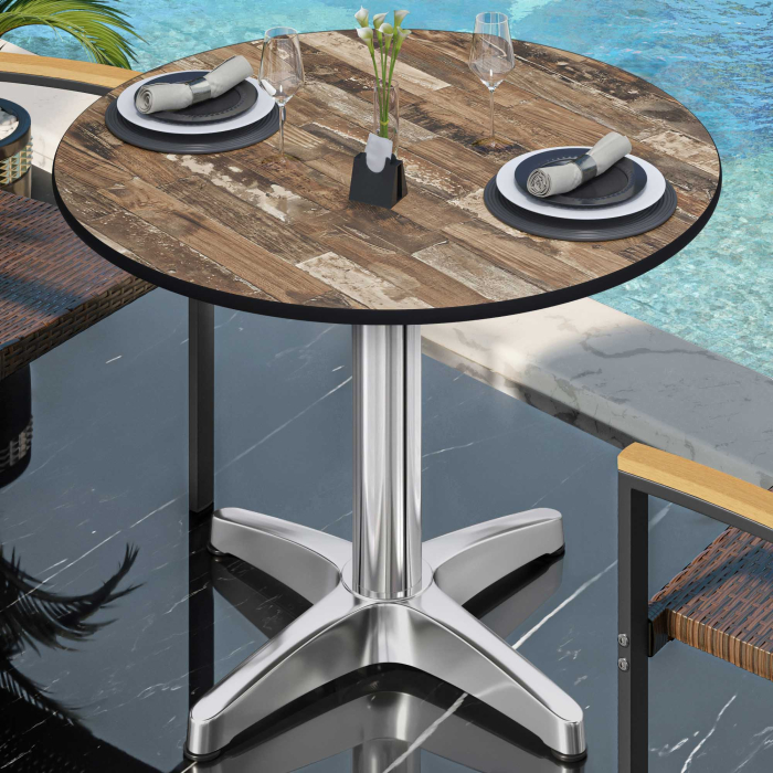 CPBL | HPL Bistro Table | Ø:H 70 x 78 cm | Vintage Old / Aluminium | Foldable + additional weight | Round CPBL | HPL Bistro Table | Ø:H 70 x 78 cm | Vintage Old / Aluminium | Foldable + additional weight | Round