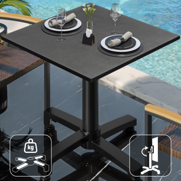 CPBC | HPL Bistro Table | W:D:H 70 x 70 x 78 cm | Anthracite / Aluminium Black | Foldable + additional weight | Square