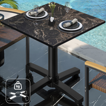 CPBC | HPL Bistro Table | W:D:H 70 x 70 x 78 cm | Cappuccino Marble / Aluminium Black | Additional Weight | Square