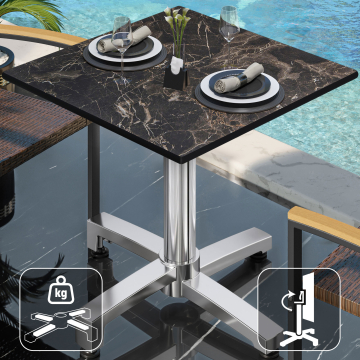 CPBC | HPL Bistro table | W:D:H 70 x 70 x 78 cm | Cappuccino marble / aluminium | Foldable + additional weight | Square