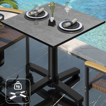 CPBC | HPL Bistro Table | W:D:H 70 x 70 x 78 cm | Concrete / Aluminium Black | Additional weight | Square