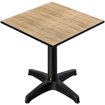 CPBL | HPL Bistro Table | W:D:H 70 x 70 x 78 cm | Oak / Aluminium | Foldable + additional weight | Square