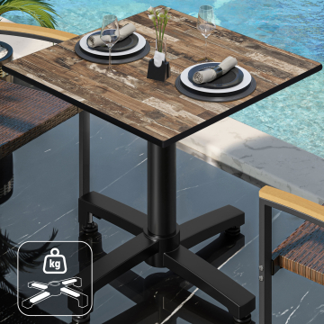 CPBC | HPL Bistro Table | W:D:H 70 x 70 x 78 cm | Vintage Old / Aluminium | Additional weight | Square