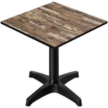 CPBL | HPL Bistro Table | W:D:H 70 x 70 x 78 cm | Vintage Old / Aluminium | Foldable + additional weight | Square