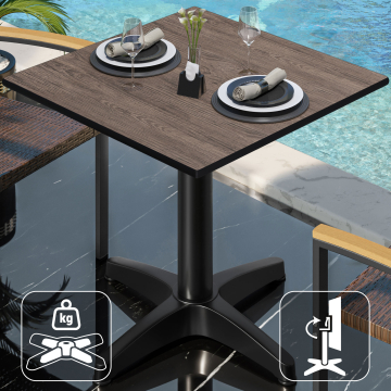 CPBL | HPL Bistro Table | W:D:H 70 x 70 x 78 cm | Wenge / Aluminium | Foldable + additional weight | Square