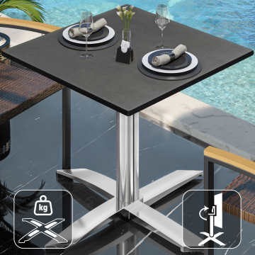 CPTG | Bistrobord | B:D:H 70 x 70 x 75 cm | Antrasitt / aluminium | Sammenleggbar/tilleggsvekt