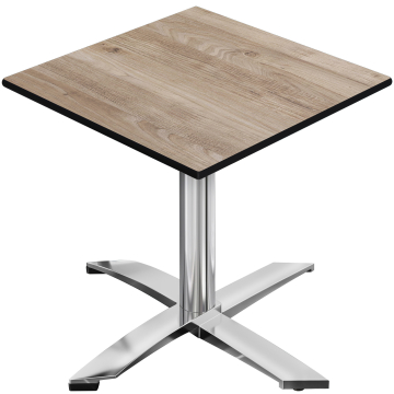 CPTG | Bistrobord | B:D:H 70 x 70 x 75 cm | Rustikk eik / aluminium | Sammenleggbar/tilleggsvekt