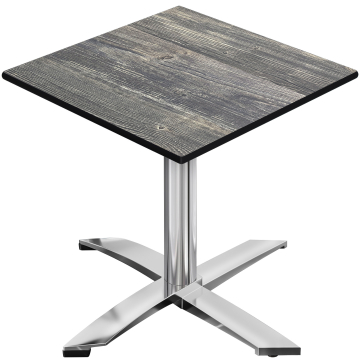 CPTG | Bistrobord | B:D:H 70 x 70 x 75 cm | Rustikk furu / aluminium | Sammenleggbar/tilleggsvekt