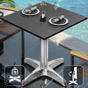 CPBL | HPL Bistrobord | B:D:H 70 x 70 x 78 cm | Antracit / Aluminium | Fällbart + extra vikt | Fyrkantigt