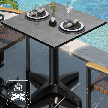 CPBL | HPL bistrobord | B:D:H 70 x 70 x 78 cm | beton / aluminium sort | ekstra vægt | firkantet