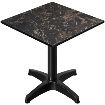 CPBL | HPL bistrobord | B:D:H 70 x 70 x 78 cm | cappuccinomarmor / aluminiumsort | ekstra vægt | firkantet