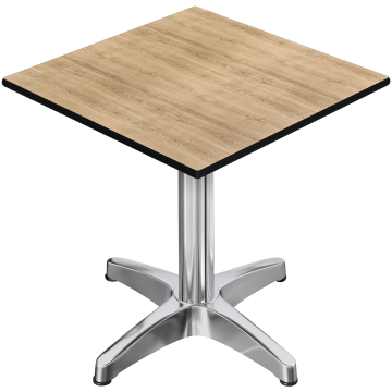 CPBL | HPL Bistrobord | B:D:H 70 x 70 x 78 cm | Ek / Aluminium | Fällbart + extra vikt | Fyrkantigt
