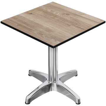 CPBL | HPL Bistrobord | B:D:H 70 x 70 x 78 cm | Ek / Aluminium | Fällbart + extra vikt | Fyrkantigt