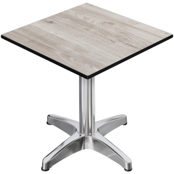 CPBL | HPL Bistrobord | B:D:H 70 x 70 x 78 cm | Ekvit / aluminium | Hopfällbart + extra vikt | Fyrkantigt