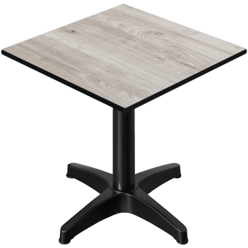 CPBL | HPL bistrobord | B:D:H 70 x 70 x 78 cm | eg hvid / aluminium sort | ekstra vægt | firkantet