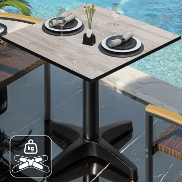 CPBL | HPL bistrobord | B:D:H 70 x 70 x 78 cm | eg hvid / aluminium sort | ekstra vægt | firkantet